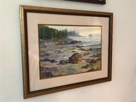 Carlton Plummer original watercolor on paper AWS-Signed