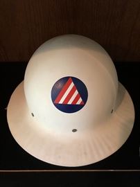 WW2 era metal air raid warden patrol helmet