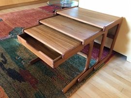 Danish Modern three piece teak nesting tables