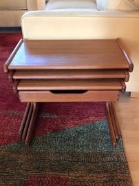 Danish Modern three piece teak nesting tables