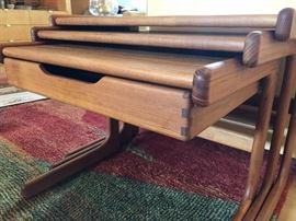 Danish Modern three piece teak nesting tables