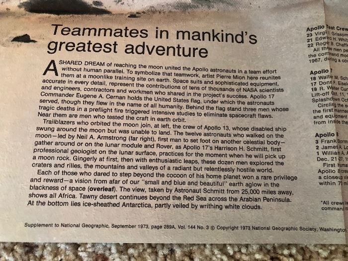 1973 National Geographic Teammates in Mankind’s Greatest Adventure map  