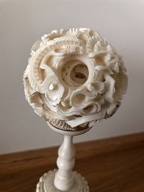 Vintage Chinese puzzle ball on stand