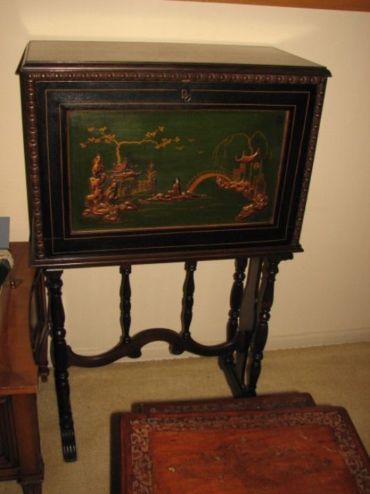 Chinoiserie drop front desk