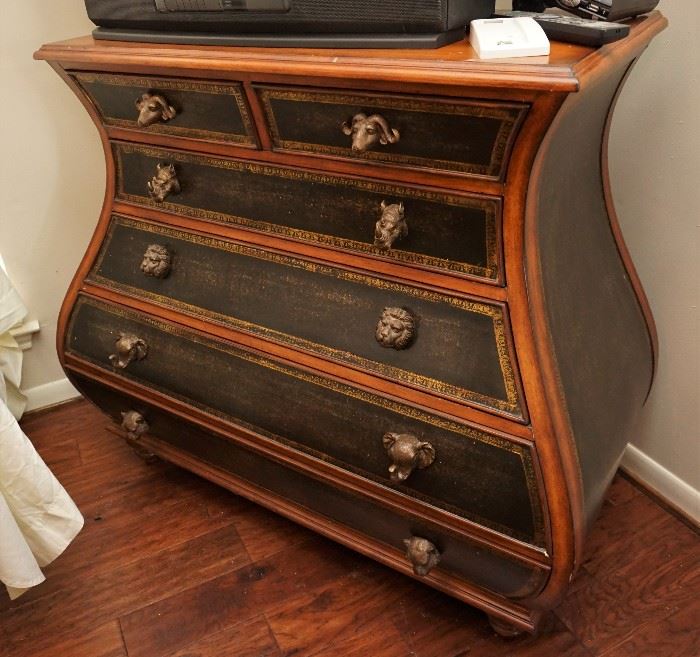 Bombay style chest with animal head drawer pulls