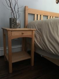 Pacific Rim Solid Maple Slat Bedframe with Matching Bed Side Tables