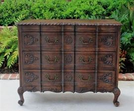 Petite Antique French Country Oak 3-Drawer Chest