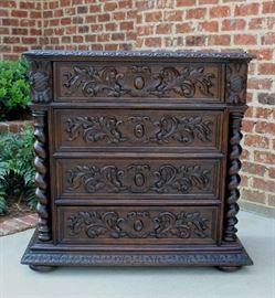 Gorgeous Antique French Oak Barley Twist Chest