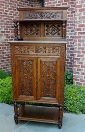 Large French Oak Tall Renaissance Revival Wine Altar Vestry Cabinet