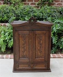 Antique French Oak Rococo Hanging or Freestanding Wall Cabinet
