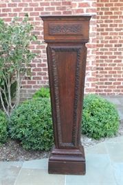 Antique French Oak TALL Tapered Pedestal Plant Stand