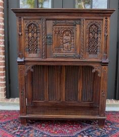 Antique French Oak Gothic Vestry Altar Wine Cabinet