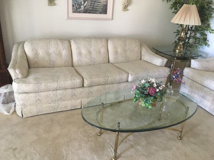Upholstered sofa,  loveseat & coffee table