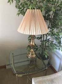 brass/glass end table