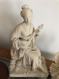 Vintage Mid Century Austin Productions Chinese Woman Playing Mandolin sculpture