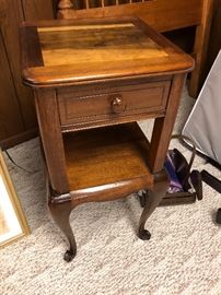 Unique small end table with drawer & shelf