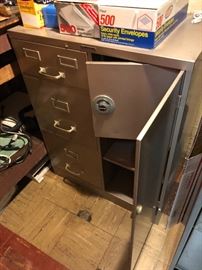 Vintage metal file cabinet with safe (combination)