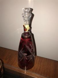 Vintage Czech red glass crystal bell