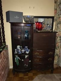 antique secretary display cabinet
