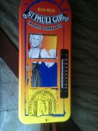 Vintage metal St Pauli Girl thermometer