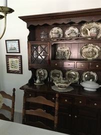Ethan Allen china hutch.  Ethan Allen dining room table and 6 chairs.