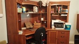 HUGE four piece desk for a very small price.  YOU MUST MOVE WITHOUT SCRATCHING THE WALLS. You can get it out. Barely.