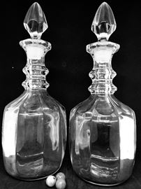 Flint Glass, Mold Blown, Pair of Decanters with Stoppers - mid 1800’s - pristine condition 