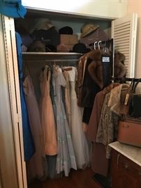 Vintage Fur Coats, Custom Made Ball Gowns, TULLE FOR DAYS !!!, Vintage purses, hats, accessories - TWO CLOSETS FULL !!!!