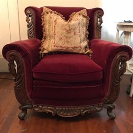 Authentic, hand carved, ART DECO PERIOD parlor chair - LOOK AT THOSE LINES!!!!