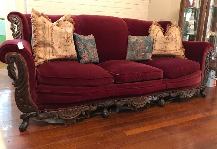 Authentic, hand carved, ART DECO PERIOD sofa  - LOOK AT THOSE LINES!!!!