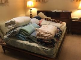 Bookcase headboard - linens, blankets, etc