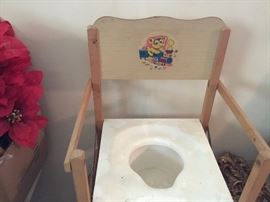 Closeup of vintage potty chair