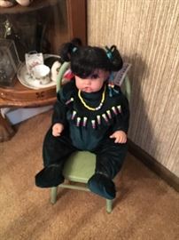 Signed Native American Porcelain Doll by Louann Paul