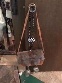 Leather and fur Purse