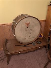 Vintage Navy Drum from WWll Given to the sailor with a rendering of his picture on it.