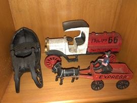 Cast iron toys trucks and more