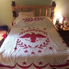 Northwoods Full sized Black Bear bed, and American Eagle quilt