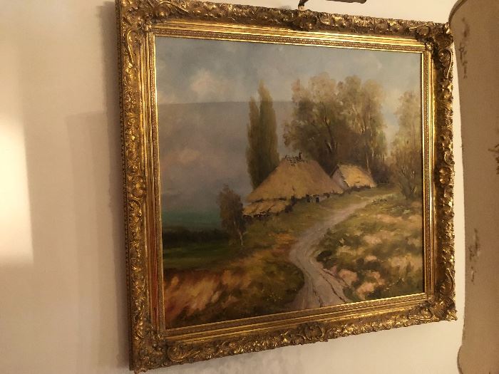 Ukrainian artist A. Borowski original Oil Painting in Antique Gold gilt frame