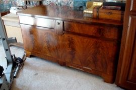 Antique mahogany blanket chest.