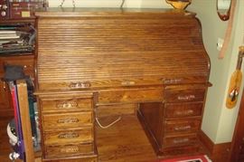 Oak roll top desk.