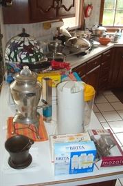 Collectible and kitchen items.