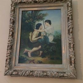 White with gold vintage frame and print!