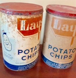 Vintage Lays potato chip cans!!! These are big and tall!
