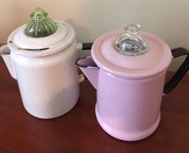 Does anyone even remember making coffee on the stove? This green top is rare and the pink coffee pot is even rarer!!