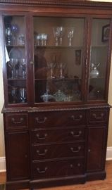 Nice big breakfront with pull down front that makes it a desk/secretary. Would be great as a bookcase!