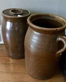 Old churns.... one still has the lid!
