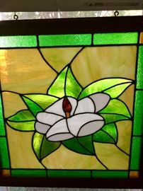 "Magnolia" --- Mississippi's official flower. Large stained glass