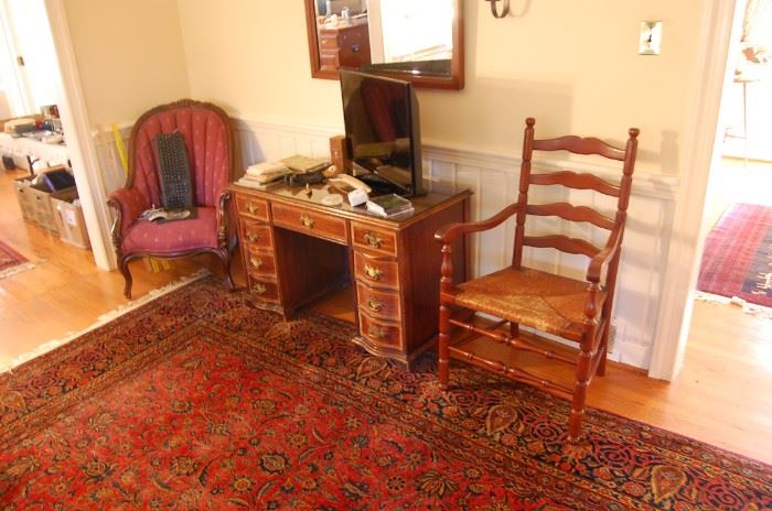 oriental rug- 9 X 11 1/2, nice vintage desk