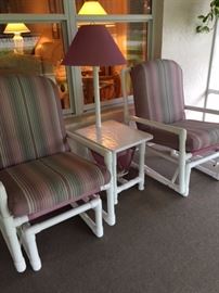 2 glider chairs and end table w/lamp also real clean