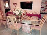 Beveled glass dining table and 6 chairs.